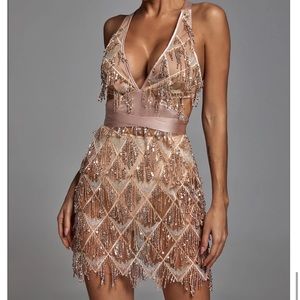 Bella Barnett embellished gold cover up dress